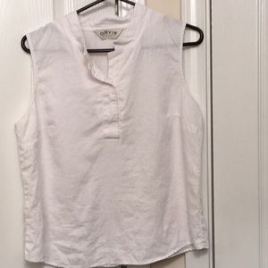 Orvis White Linen Sleeveless Shirt